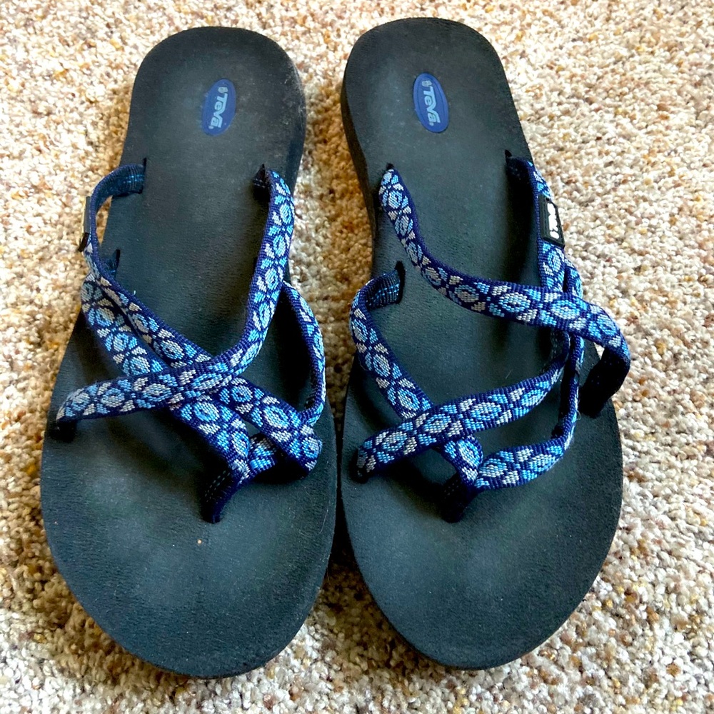 Teva Strappy Blue Sandals - Size 8